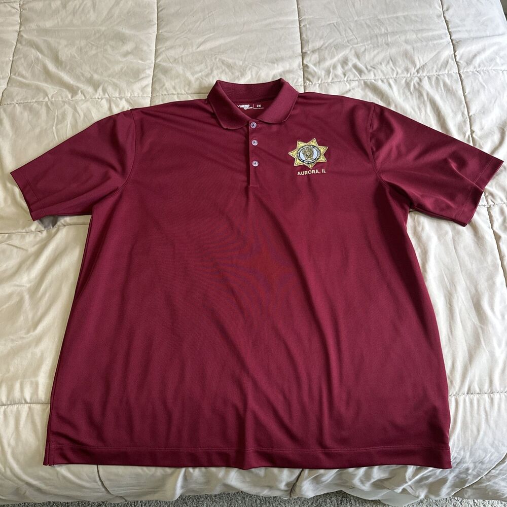 Maroon NLPOA Police Collared Men Polo Shirt 2XL Aurora , IL